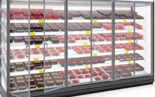 What are the refrigerated cabinets with a glass door, their features