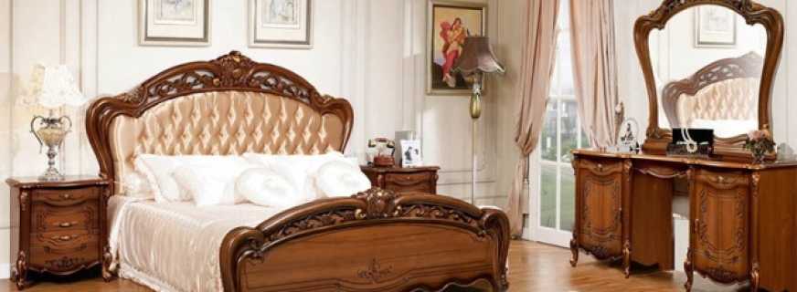 The choice of furniture in the bedroom in a classic style, the main options